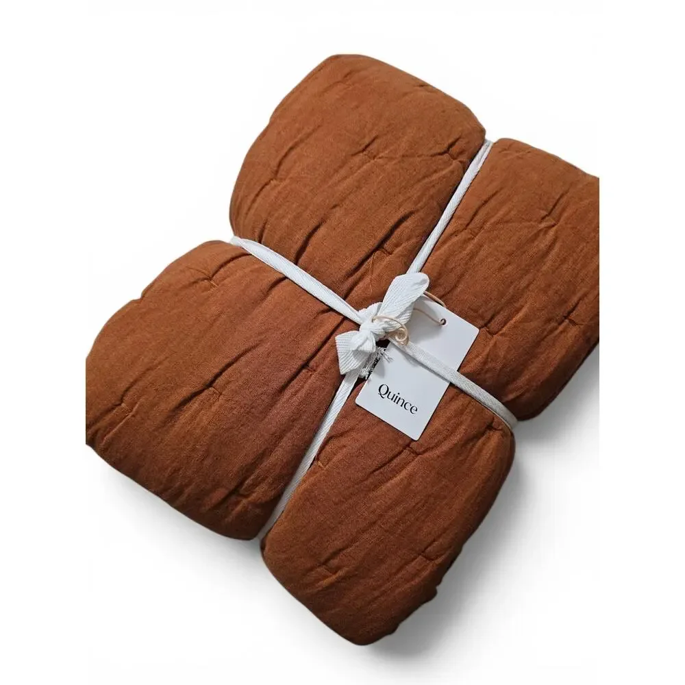 Quince - Twin European Linen Dream Quilt in Terracotta $144 Current MSRP